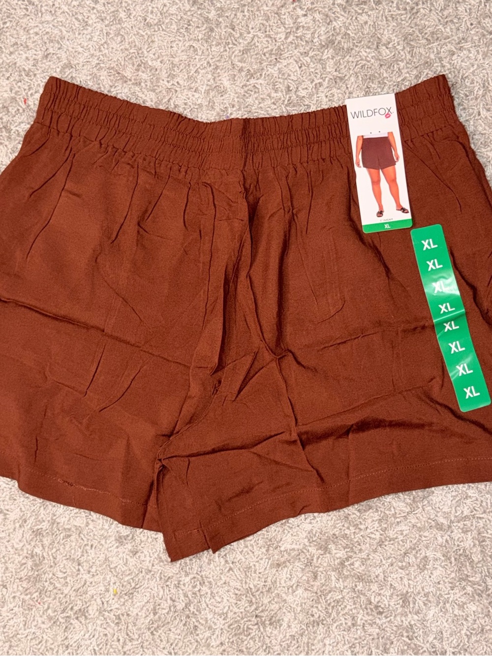 Wildfox Women's Rust Brown Elastic-Waist Casual Shorts